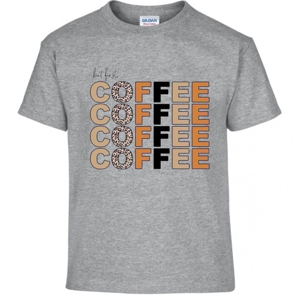 Tops - Plus Size But first Coffee Gray T Shirt